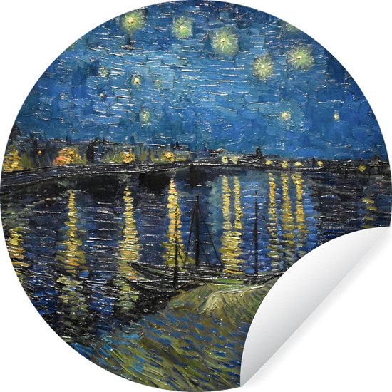 Muurstickers sterrennacht - Kunst - Van Gogh - Oude meesters - Zelfklevend behang - Behangsticker - Behangcirkel zelfklevend - Muurdecoratie cirkel - 140x140 cm - Slaapkamer decoratie - Wall sticker - Wandbekleding