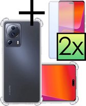 Hoes Geschikt voor Xiaomi 13 Lite Hoesje Siliconen Cover Shock Proof Back Case Shockproof Hoes Met 2x Screenprotector - Transparant