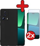Hoesje Geschikt voor Xiaomi 13 Lite Hoesje Siliconen Case Hoes Met 2x Screenprotector - Hoes Geschikt voor Xiaomi 13 Lite Hoes Cover Case - Zwart