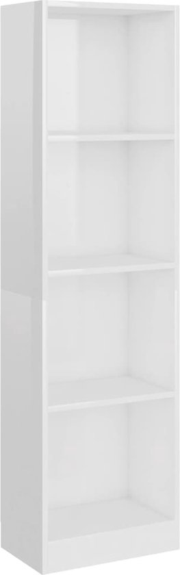 vidaXL - Boekenkast - met - 4 - schappen - 40x24x142 - cm - hout - hoogglans - wit