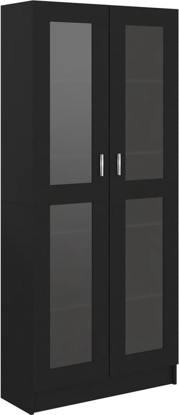 vidaXL-Vitrinekast-82,5x30,5x185,5-cm-spaanplaat-zwart
