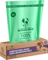 Sacs bio 10 litres 70 sacs poubelle biodégradables - 43 x 46 cm - Sacs poubelle 100% compostables - Incl. distributeur - sacs de déchets organiques