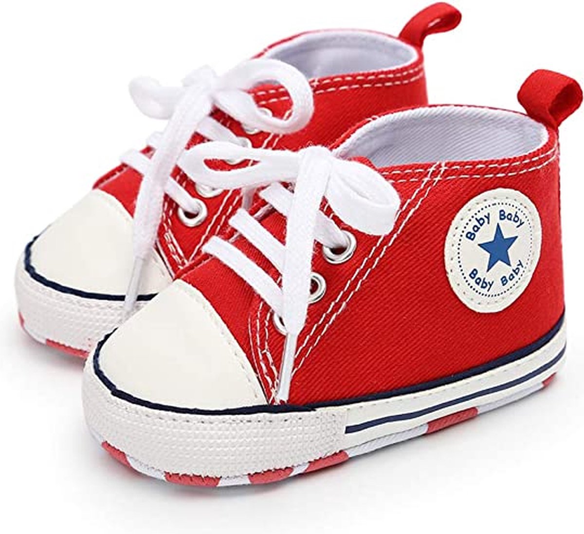 Steppies Babyschoentjes - Rood - Zachte Zool Antislip - Maat 18-19 (6-12 maanden, 12 cm) - Babyslofjes