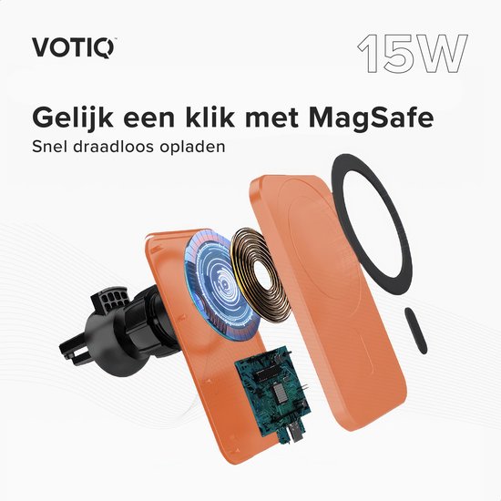 Support Voiture Magnétique Pour IPhone 12/13/14 MagSafe - Aimants Puissants, Rotation 360°, Adhésif Solide