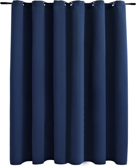 vidaXL - Gordijn - verduisterend - met - metalen - ringen - 290x245 - cm - blauw