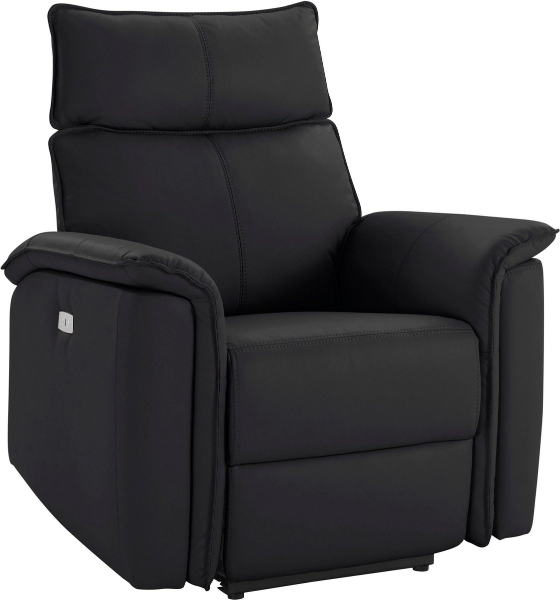 Zola - Relaxfauteuil in echt leer Zwart (100 x 87 x 88 cm)