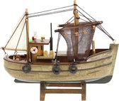 Vissersboot schaalmodel met veel details - Hout - 20 x 5.5 x 17 cm - Maritieme boten decoraties voor binnen