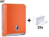 Plastic papertowel dispenser MP830 in orange + papertowels SET by Marplast
