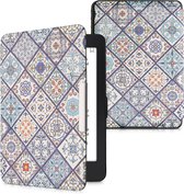 kwmobile hoes geschikt voor Amazon Kindle Paperwhite - Magnetische sluiting - E reader cover in blauw / oranje / wit - Marokkaanse Tegels Bont design