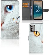 GSM Hoesje Nokia G22 Bookcover Case Witte Kat