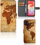 Telefoonhoesje Geschikt voor Samsung Galaxy A04e Wallet Bookcase Wereldkaart