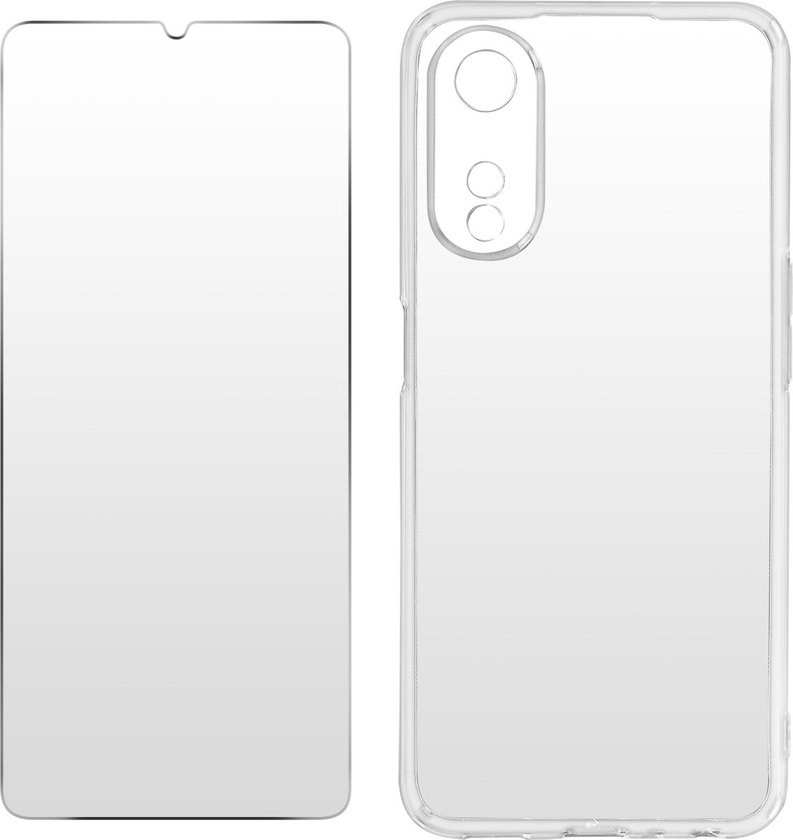 Siliconen Hoes + Gehard Glas 9H geschikt voor Oppo A78 transparant