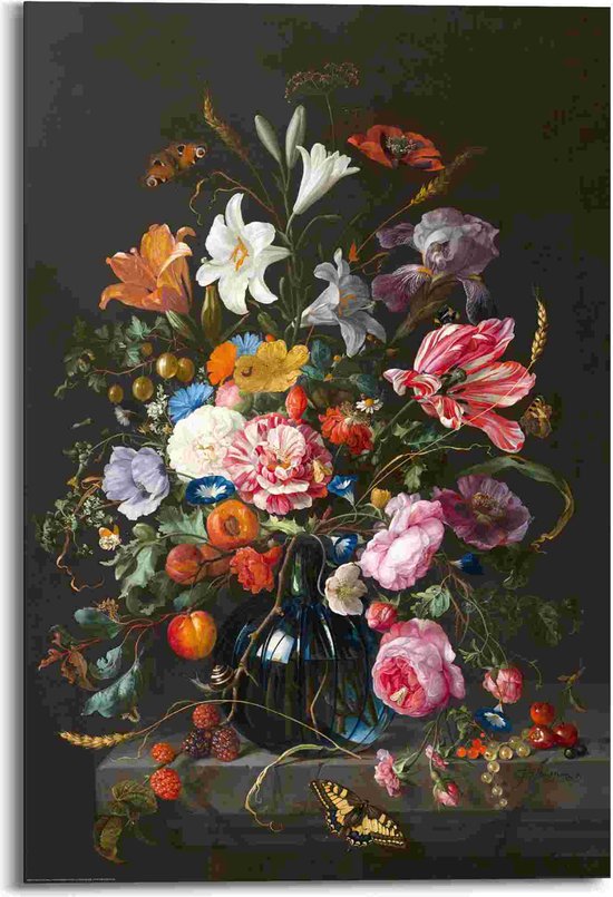 Schilderij Bloemen en Planten Vaas met bloemen Hout - Reinders