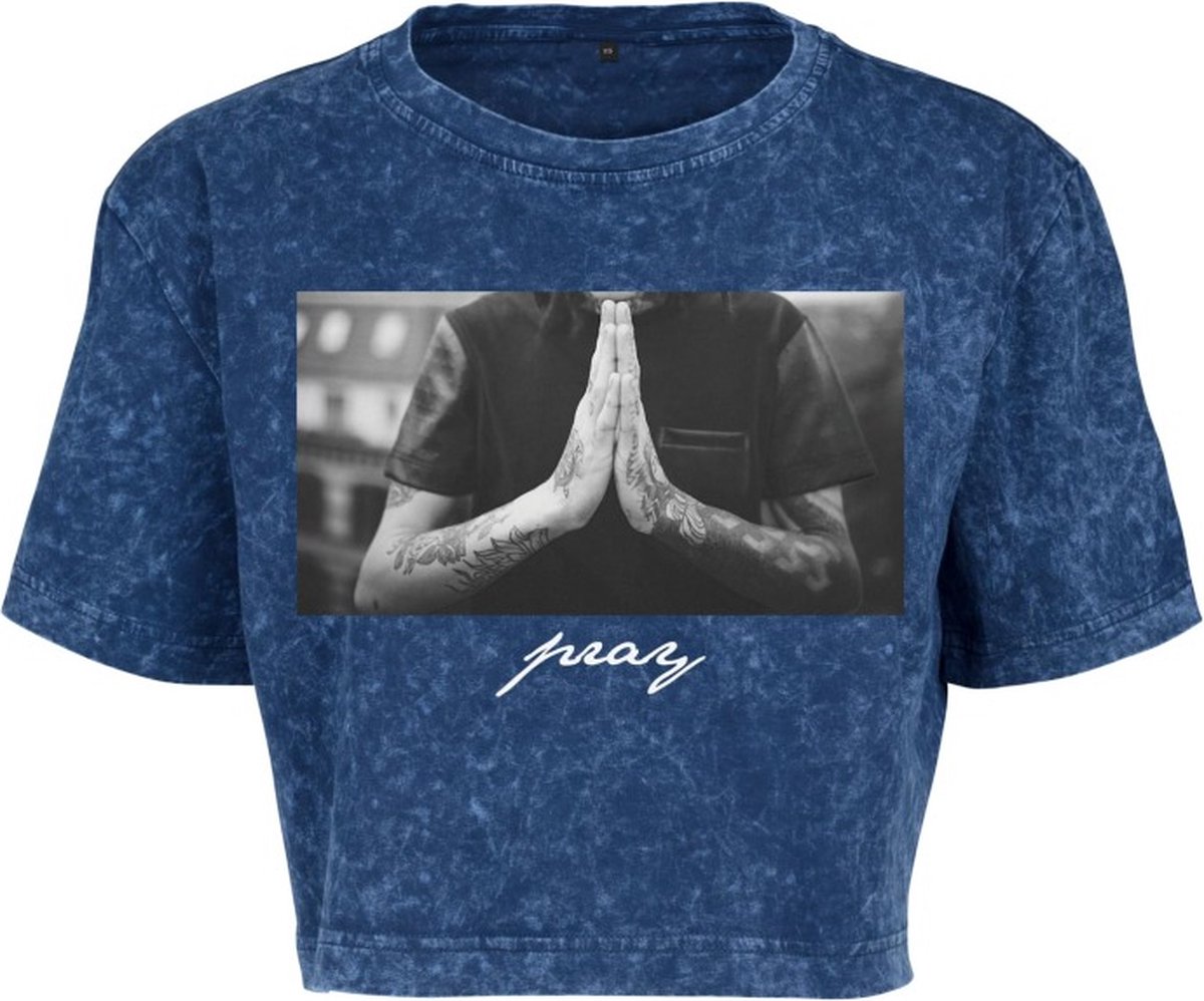 Mister Tee Pray Crop top XS Blauw