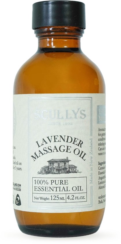 Scullys Massageolie - Lavendel, Amandel, Geranium en Citroen 100% Etherische Oliën - Natuurlijke Therapie