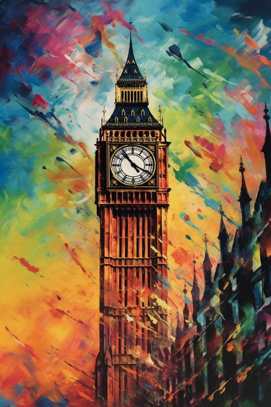 Sfeer Poster - Big Ben - Londen - Abstract - 61x91 - Geschikt om in te lijsten
