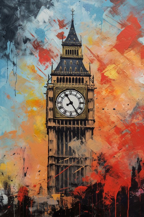 Sfeer Poster - Big Ben - Kleurrijk - 61x91 - Geschikt om in te lijsten