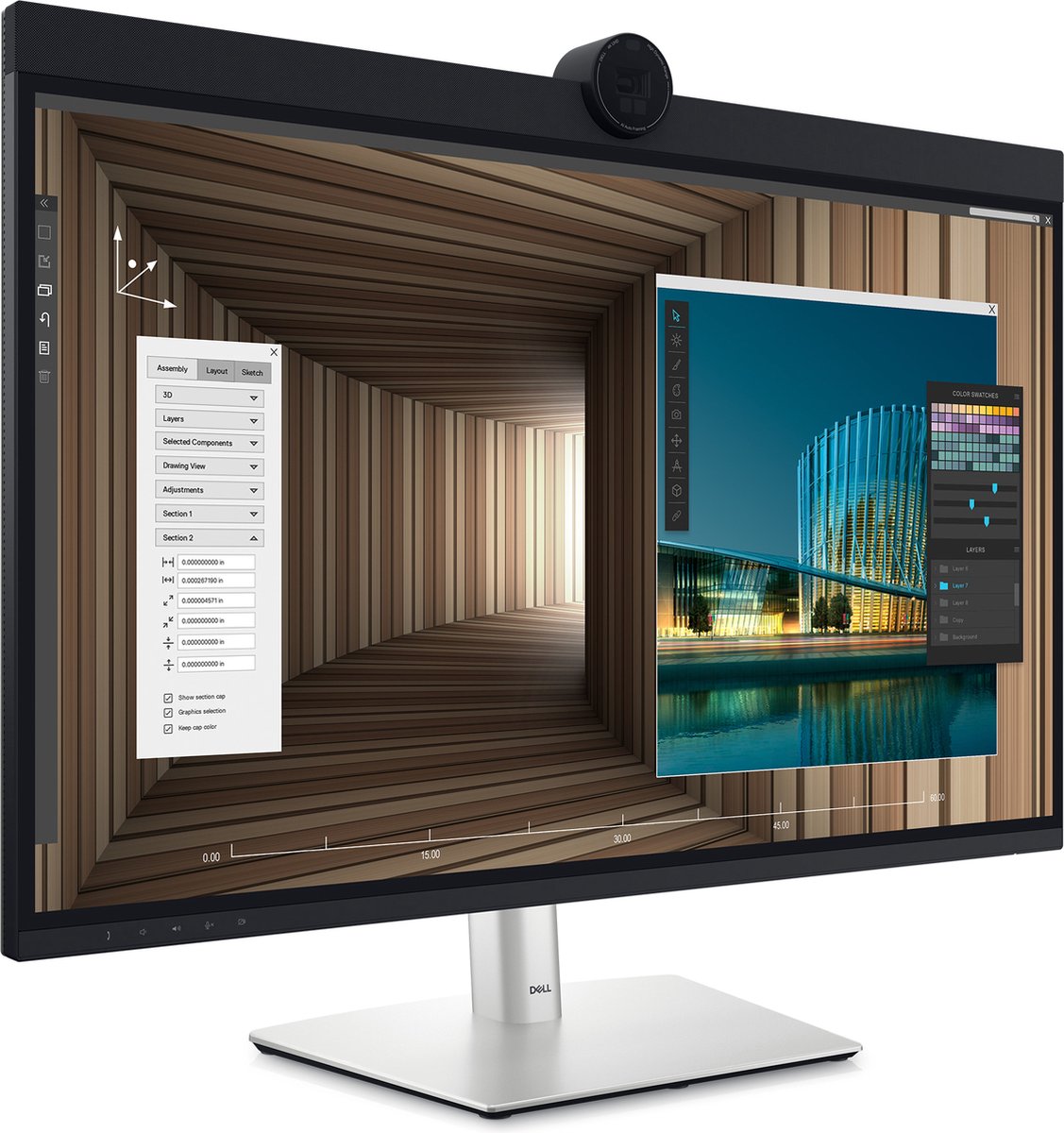 DELL UltraSharp U3224KBA LED display 80 cm (31.5") 6144 x 3456 Pixels 6K Ultra HD LCD Zwart, Zilver