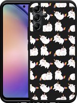 Cazy Hoesje Zwart geschikt voor Samsung Galaxy A54 Unicorn Cat