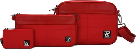 Sac à bandoulière YLX Hybrid 3 Pieces | Rouge équestre. Sac à bandoulière rouge 3 pièces, sac à bandoulière, rouge, pour dames, femmes. Fabriqué à partir de nylon recyclé, respectueux de l'environnement, durable