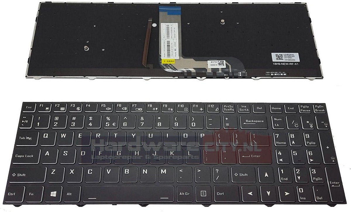 RGB backlit keyboard geschikt voor Clevo PB51RC1-G (US/NL Qwerty)