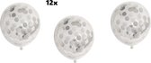 12x Confetti ballonnen Zilver - papier confetti - Festival thema feest ballon verjaardag