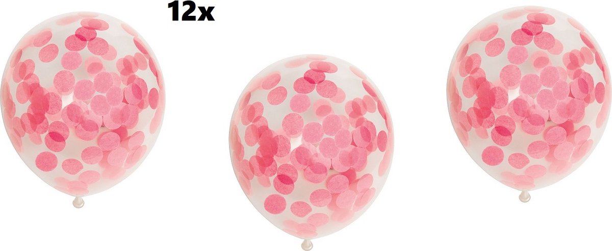 12x Confetti ballonnen Baby rose - papier confetti - Festival thema feest ballon verjaardag