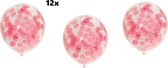 12x Confetti ballonnen Baby rose - papier confetti - Festival thema feest ballon verjaardag