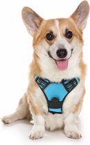 JAXY Hondenharnas - Hondentuig - Hondentuigje Kleine Hond - Y Tuig Hond - Harnas Hond - Anti Trek Tuig Hond - Reflecterend - Maat M - Blauw