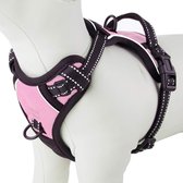 JAXY Harnais pour chien - Harnais pour chien - Harnais pour petit chien - Harnais en Y pour chien - Harnais pour chien - Harnais anti- Trek pour chien - Réfléchissant - Taille L - Rose
