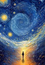 Sfeer Poster - Starry Night - Abstract - 51x71 - Geschikt om in te lijsten