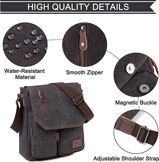 Laptoprugzak, Kasgo Waterbestendige Vintage Canvas Schoolrugzak