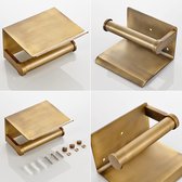 Toiletrolhouder met plank, wandhouder toiletrolhouder met plank, 3M zelfklevend, Aluminium (goud brons)
