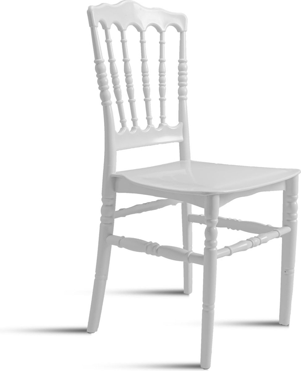 DepotHome Napoleon - Evenement Stoelen Set van 12 - Wit - Stapelstoelen kunststof - Stapelbaar