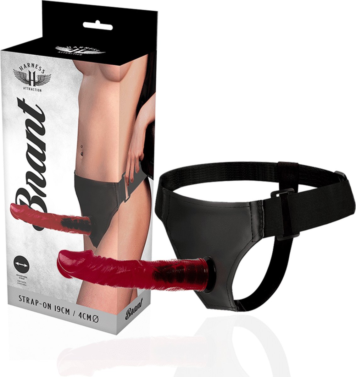 HARNESS ATTRACTION | Harness Attraction Brant 19 X 4cm | Strap On Harness with Dildo | Sex Toys | BDSM | Fetish | Bondage | Dildo