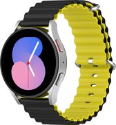 Mobigear Watch bandje geschikt voor Flexibel Siliconen Smartwatch Bandje Gespsluiting | Mobigear Ocean - 22 mm - Zwart / Geel