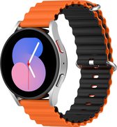 Mobigear Siliconen Watch bandje geschikt voor Smartwatch Bandje Gespsluiting | Mobigear Ocean - Universeel 22 mm connector - Zwart /Oranje
