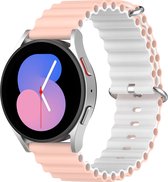 Mobigear - Watch bandje geschikt voor Amazfit Stratos Plus Bandje Flexibel Siliconen Gespsluiting | Mobigear Ocean - Wit / Roze