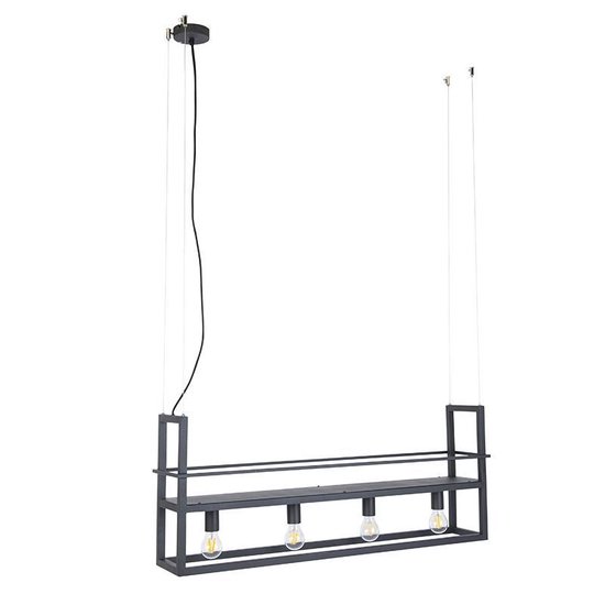 QAZQA cage rack - Moderne Grote hanglamp voor boven de eettafel | in eetkamer - 4 lichts - L 1015 mm - Zwart - Woonkamer - QAZQA