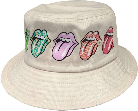 The Rolling Stones - Multi-Tongue Pattern Bucket hat / Vissershoed - S/M - Creme