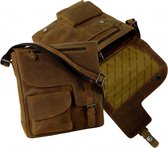 Landleder "Old School" Lederen Messenger Postbag A4 XL - Western Type - Vintage Bruin - (afmeting : 33 x 9x 34 cm.)