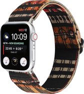 Strap-it Tribal bandje - geschikt voor Apple Watch series 1/2/3/4/5/6/7/8/SE/Ultra - zwart mix - elastisch bandje voor iWatch maat 42 mm 44 mm 45 mm 49 mm - Maat: 42 - 44 - 45 - 49mm