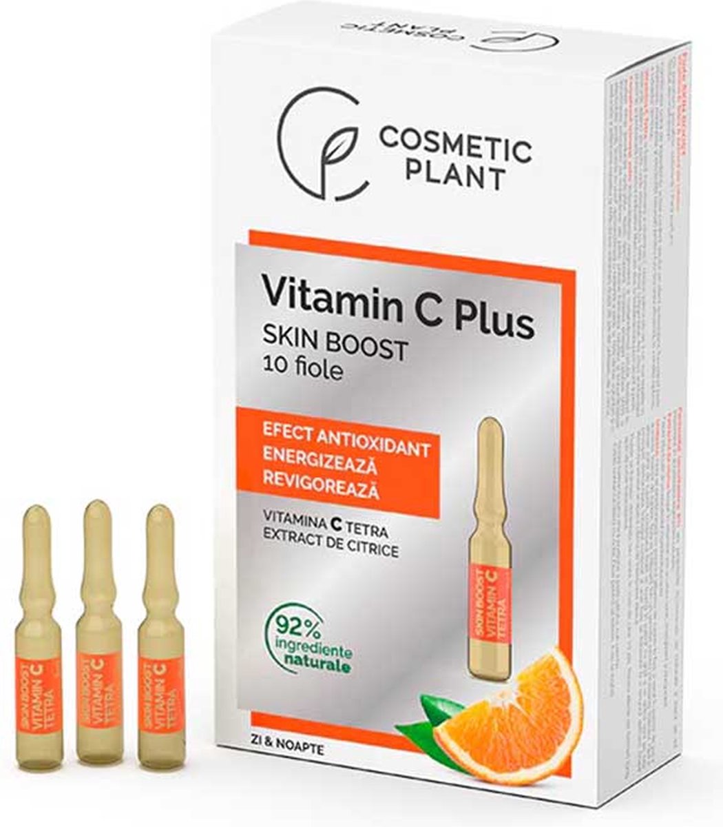 Cosmetic Plant Skin Boost Ampoules with Vitamin C Tetra, Coenzyme Q10 and Vitamin E, 92% natural ingredients 10 x 2ml