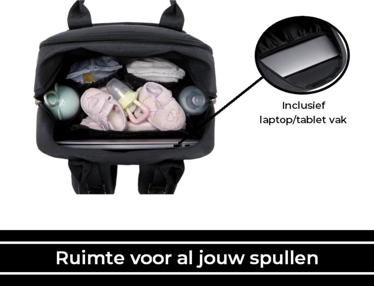 Zedar Luiertas Rugzak - 18 vakken, verschoningsmat & buggyhaak thumbnail 3