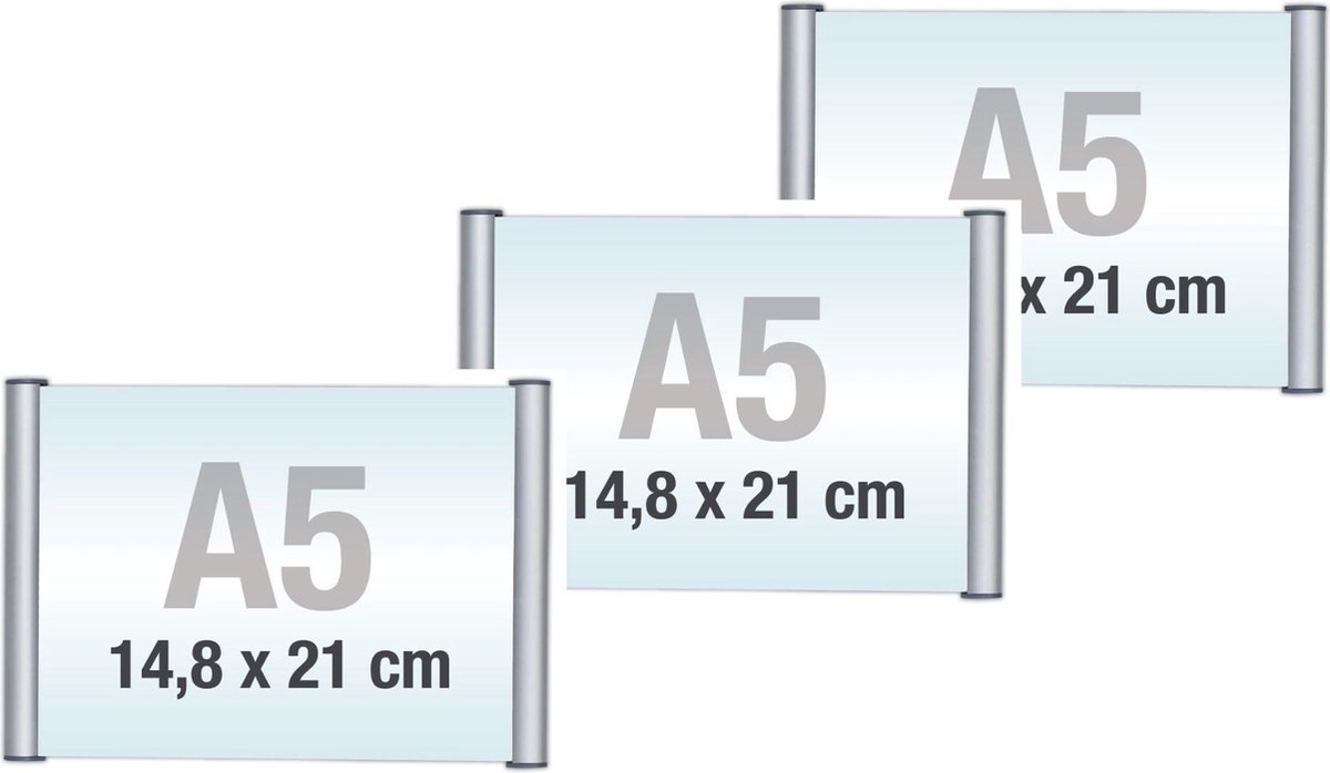 3 pack A5/Bewegwijzeringsborden met Klikprofiel /formaat 14,8x21cm/wegwijs bordjes/aluminium deurbordjes/naambordje kantoor/route bordje/aanwijs bordje/zelfklevend/verwijs bord/ informatie bord.