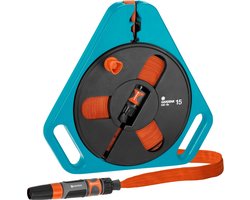 GARDENA Classic roll-fix Slanghouder - Platte slang 15 m - met cassette