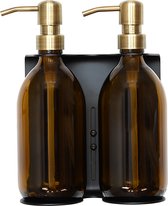 Porte-pompe à savon Acier inoxydable Zwart avec Distributeurs de savon | Double | 500 ml bronze doré