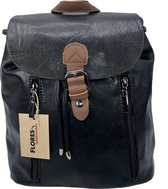 Cuir lisse noir avec sac à dos en cuir PU, avec détails marron.