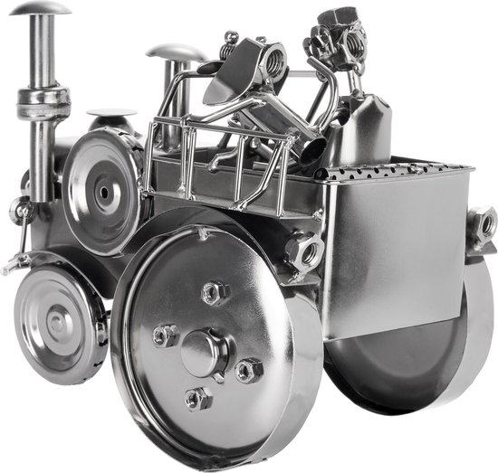 BRUBAKER Schroef Figuur Tractor met Bestuurder en Hond - Tractor Iron Figure Metal Man - Handgemaakte metalen figuur Gift voor Boer Boer en Oldtimer Fans
