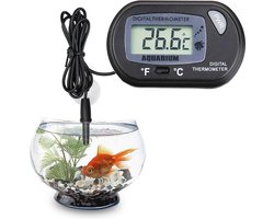 Aquarium Thermometer Met Sonde - Voor Binnen En Buiten - Inclusief Batterijen - 1 Meter - Zwart